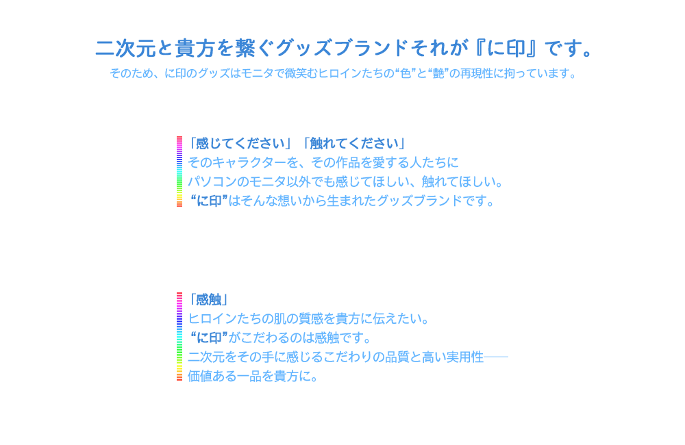 二次元と貴方を繋ぐグッズブランド それが『に印』です。